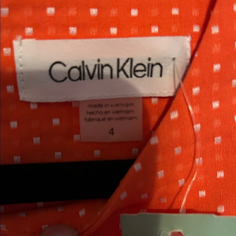 Calvin Klein Orange Polka Dot Midi Sheath Dress - Picture 3 of 4